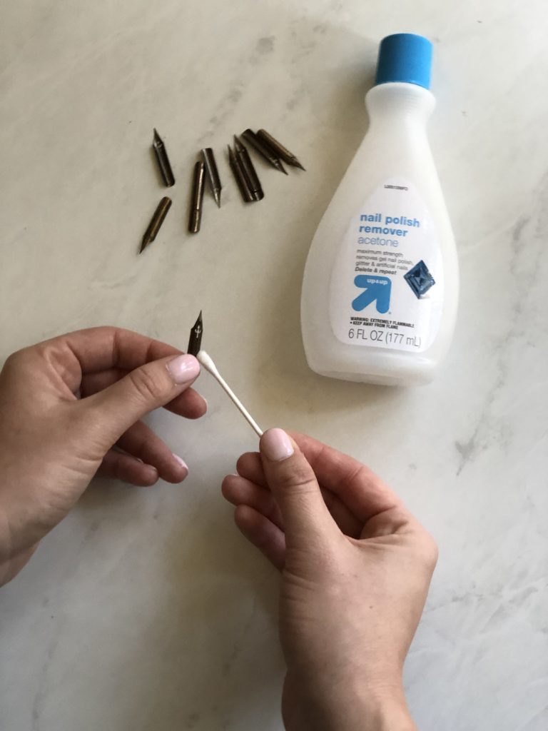 how to prep your new calligraphy nibs, acetone method